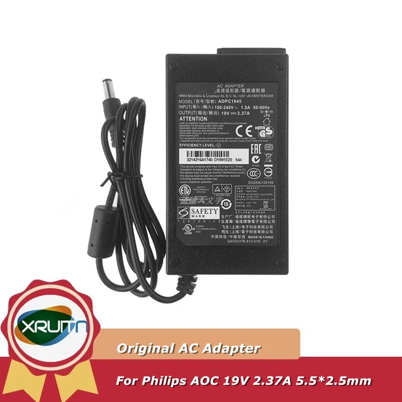 

Original 19V 2.37A AC DC Adapter Charger for Philips AOC 274E5Q 224E5Q 272E1GSJ ADPC1945 AOC ADPC1945EX LCD Monitor Power Supply