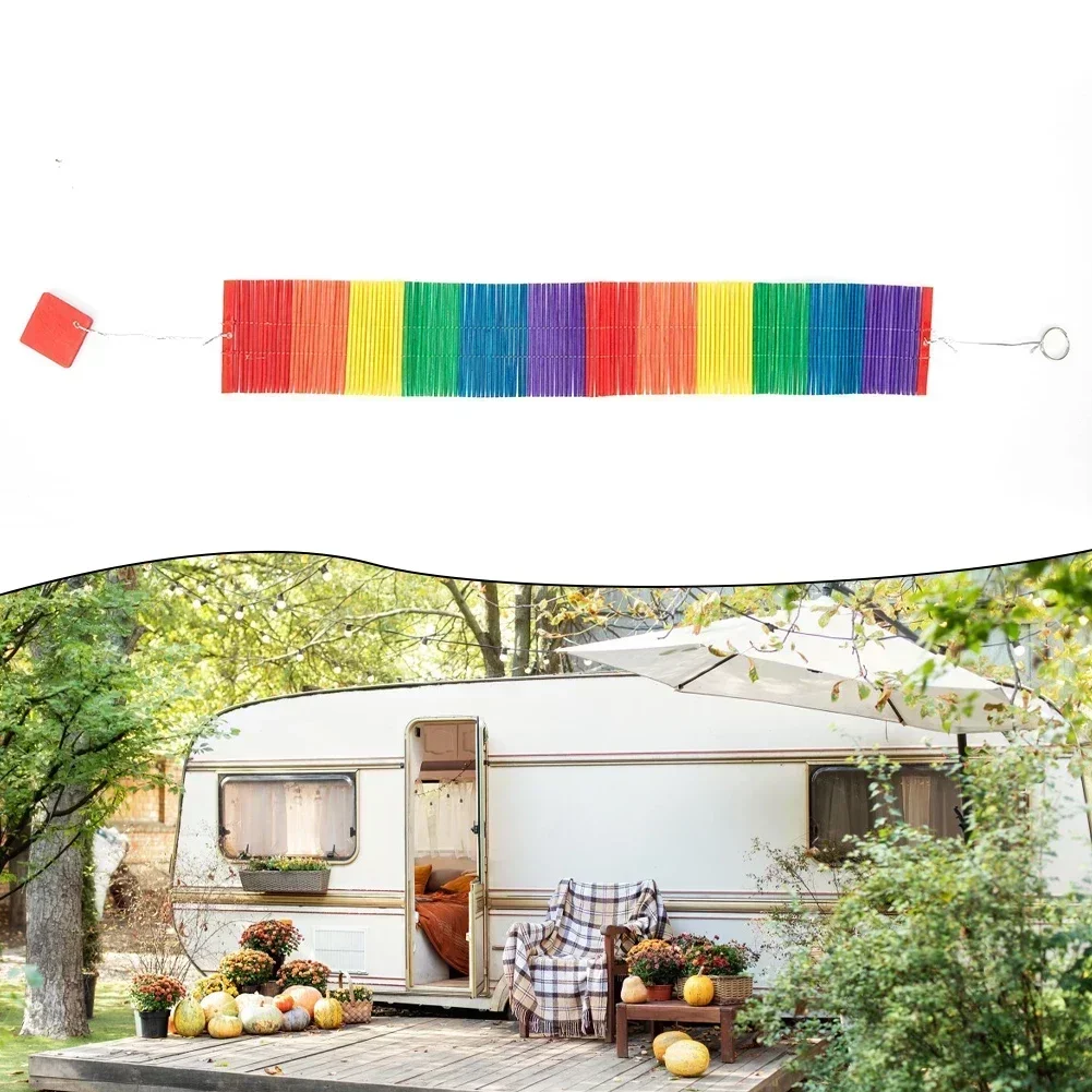 Colourful Twisted Rainbow Wind Chime for Kindergarten, Garden, and Home Decor, Made from Excellent Wood Material