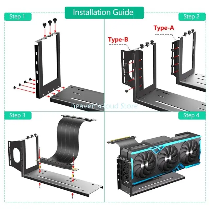 Y88B External GPU Card Dock 3 Slot Vertical Mount Holder Metal Strengthens Efficiency