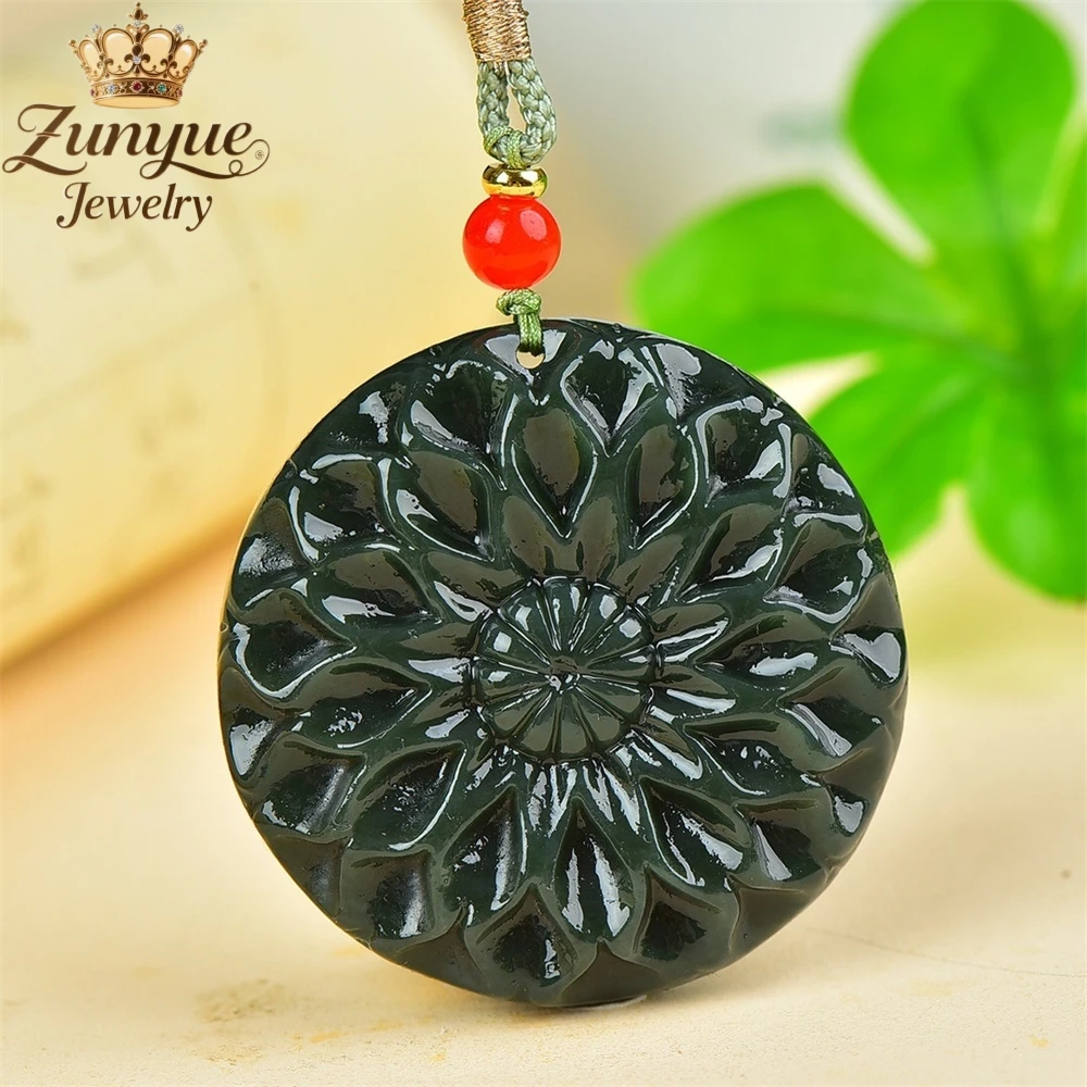 

Natural Hetian Jade Green Jade Gosang Flower Jade Pendant Luxury Quality Jewelry Fashion Jewelry Exquisite Charms Popular Gift