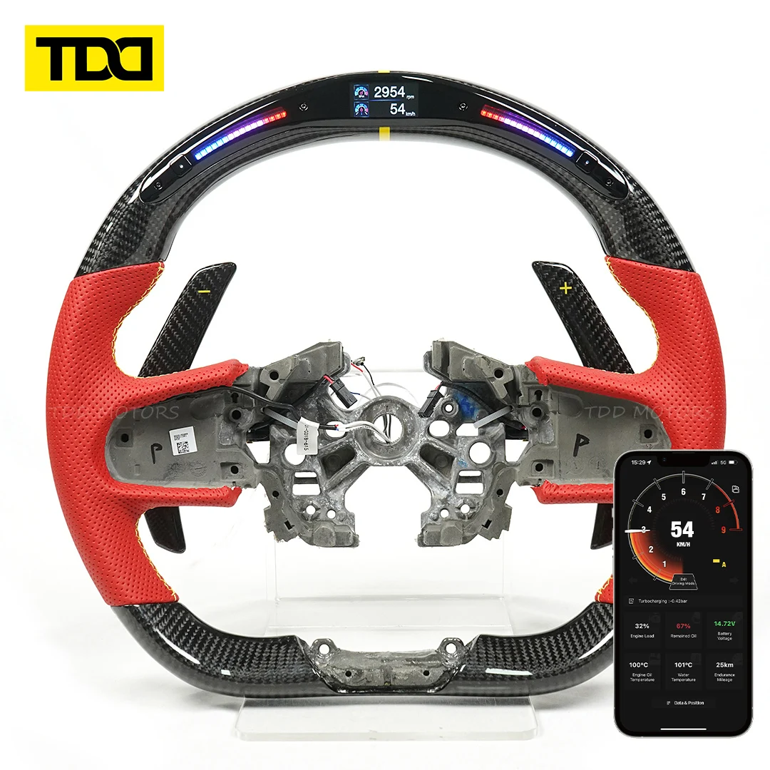 TDD Motors Customized 100% Real Carbon Fiber LED Screen Data Display Steering Wheel/Paddles Fits for Lotus EMIRA 2023 2024 2025