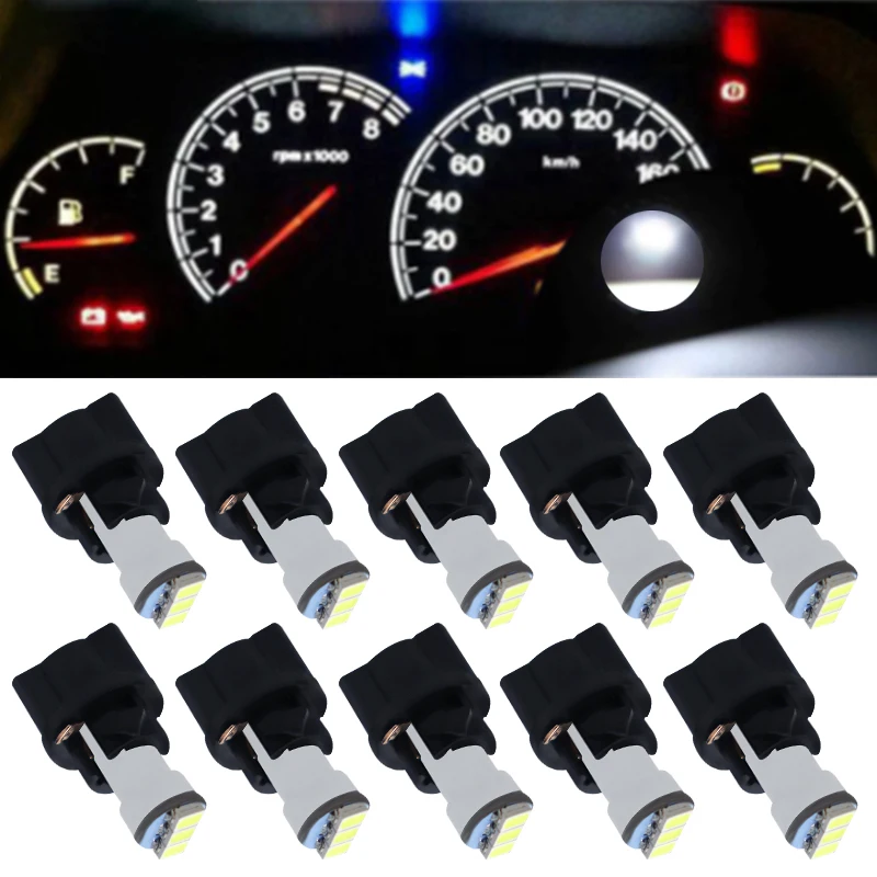 10PCS T5 T6.5 Lamps  Lock Socket diameter3SMD 3 LED Car Board Instrument Panel Bulb Auto Dashboard Warming Indicator Wedge Light