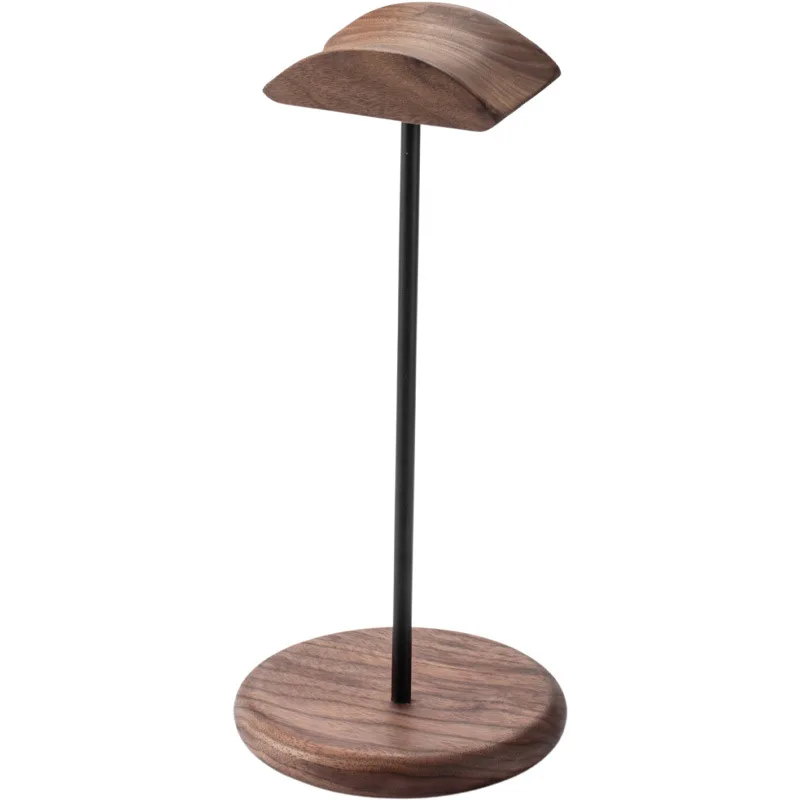 Walnut Wood & Metal Headphone Stand – Minimalist Gaming Headset Holder for Desk, Office & Home – Premium Earphone Display Rack