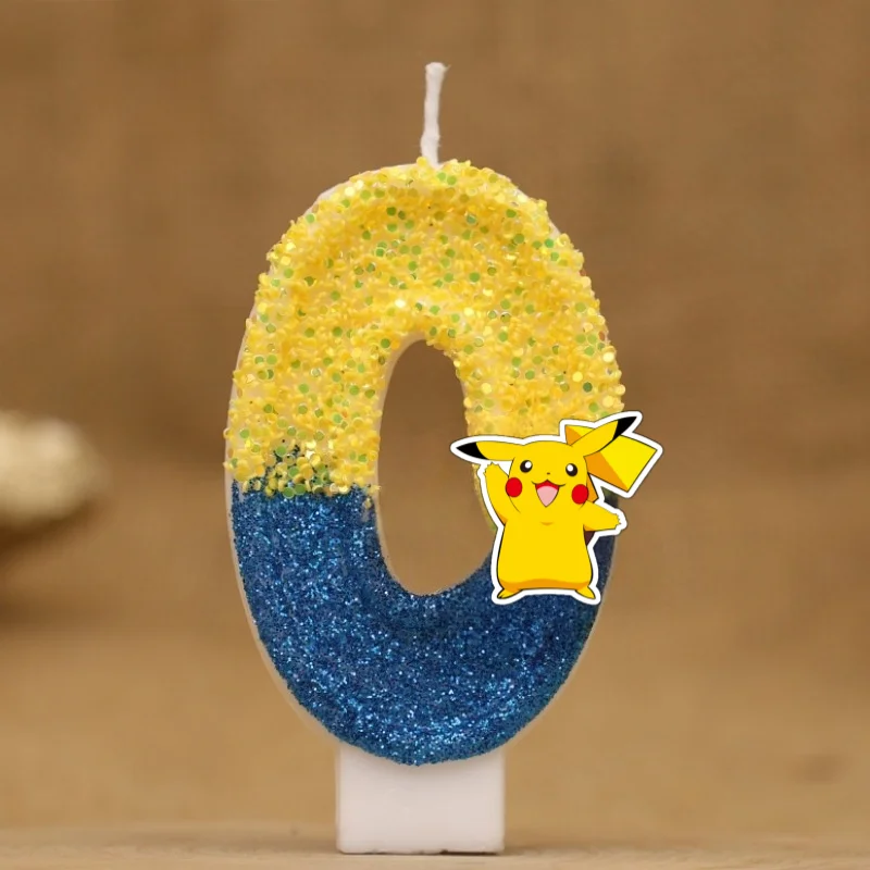 Pikachu Kaars Taart Anime Figuur Pikachu Nummer 0-9 Verjaardagstaart Kaars Kids Baby Douche Taart Topper Decoratie Benodigdheden