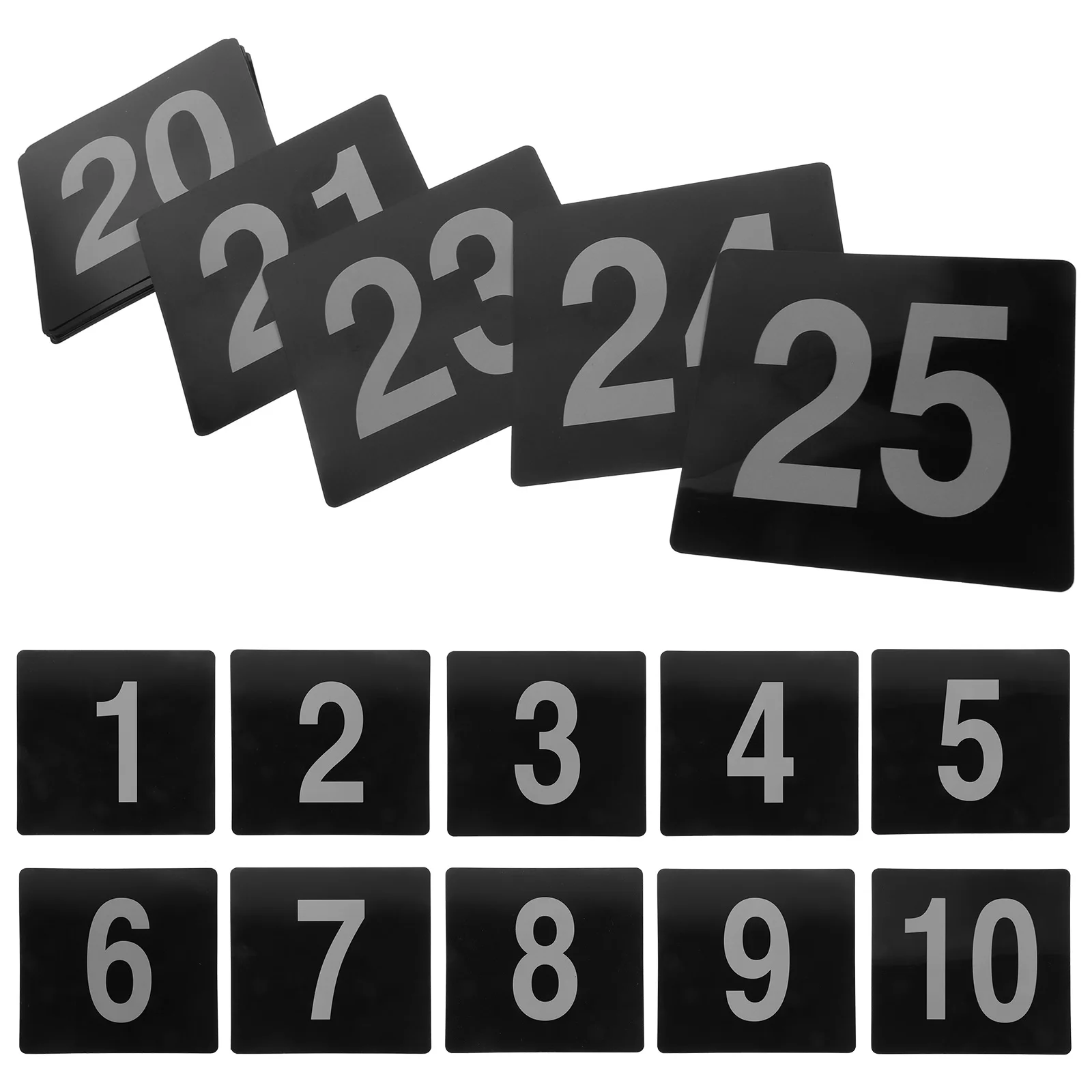 

25Pcs Black Bottom Seat Signs PVC Table Number Cards for Wedding Party Banquet Reusable Chair Reserved Signs