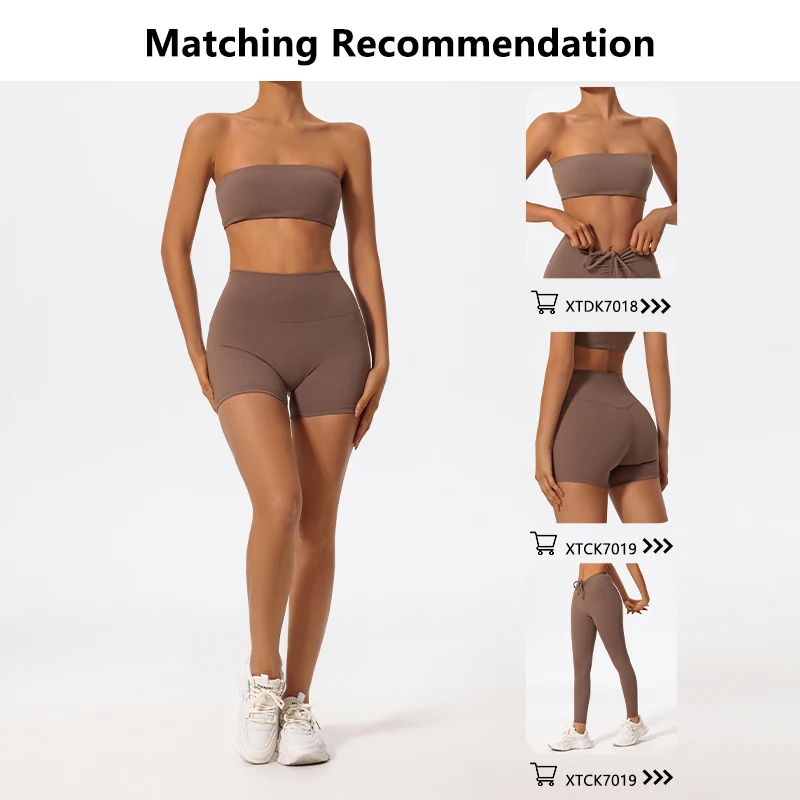 Summer Two Piece Fitness Sports Set Women Workout Yoga Outfit Strapless Bra Woman 2Ps Gym Crop Top Deportivos Mujer Gym Suits - Image 3