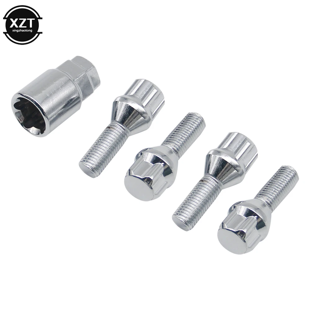 M12 * 1.5 4+1 Car Aluminum Alloy Wheel Locking Bolt Tire Anti-theft Screw Nut for BMW E30 E36 E46 E90 2003-2013 Car Accessories