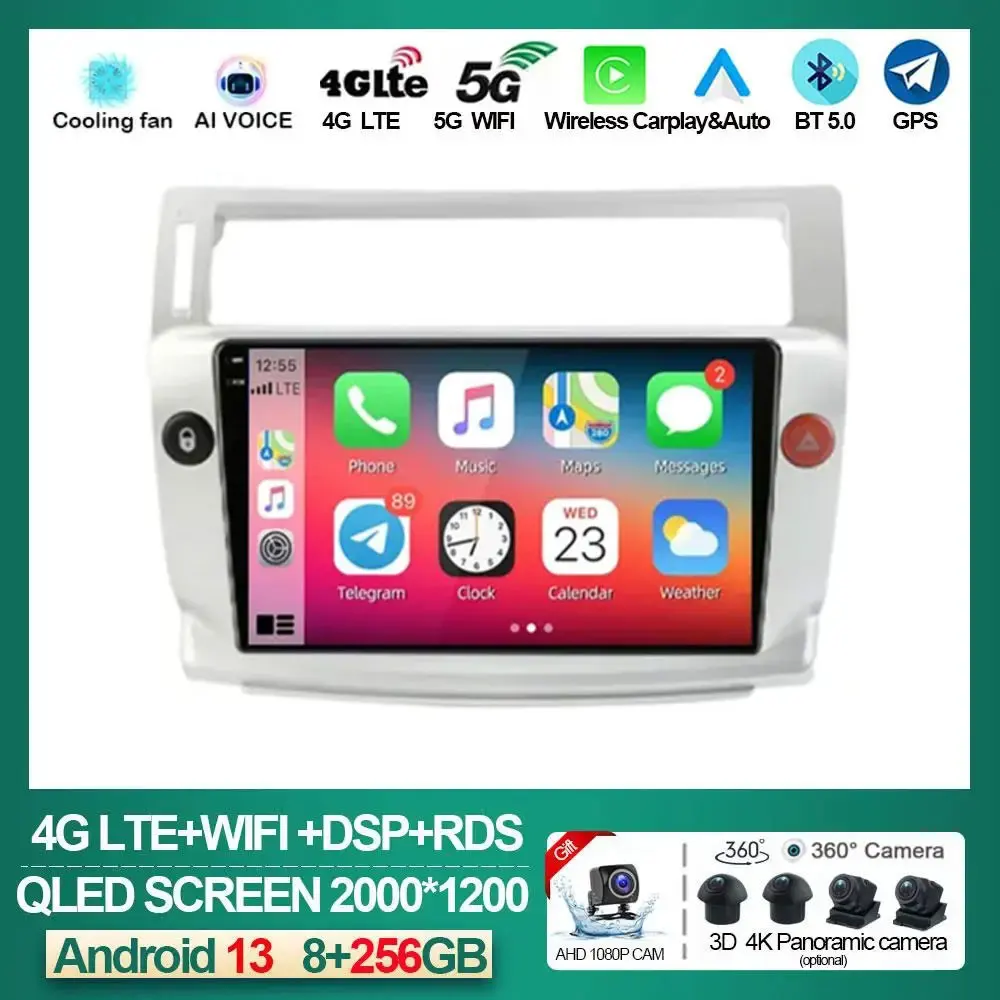 

2Din Car Radio for Citroen C4 CTriomphe C-Quatre 2004 - 2012Multimedia Navigation Player DVD Android 13 Stereo Carplay Head Unit