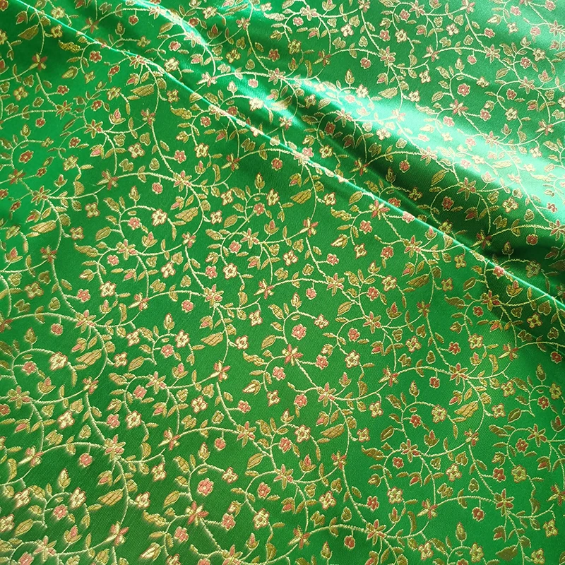 Nuovo arrivo verde floreale damasco raso broccato tessuto Jacquard Costume tappezzeria mobili tenda abbigliamento materiale da cucire