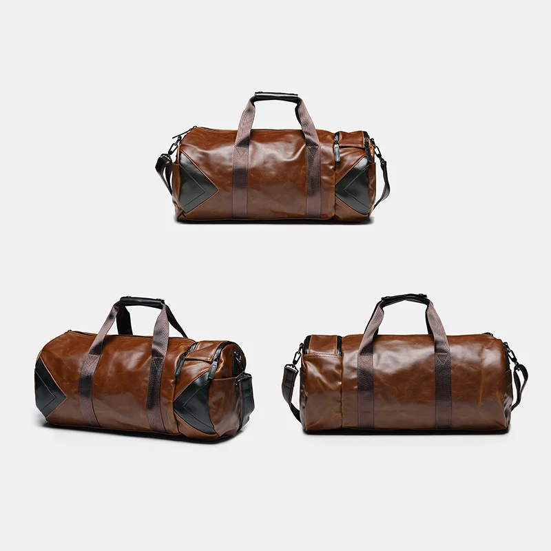 Bolso de viaje Vintage de gran capacidad para hombre, PU de cuero bolso de mano, bolso de equipaje de fin de semana, bolso de mano, bolso cruzado de hombro para hombre