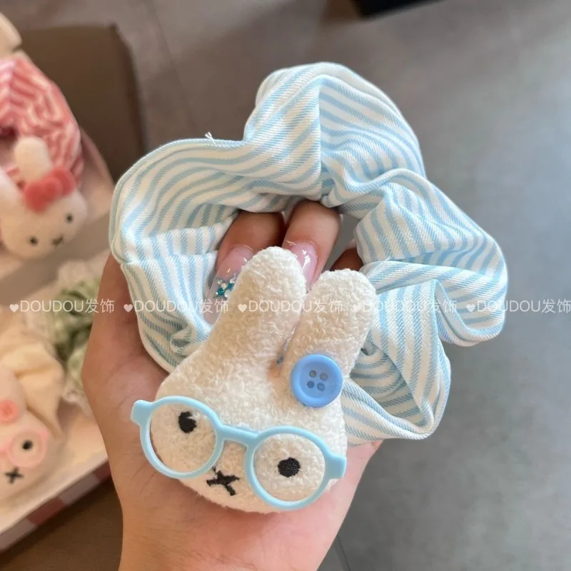 New Miffy Cute Hair Tie Large Intestine Hairband Kawaii Cartoon Character Rabbit Heart Ponytail Fixed Bun Girl Elastic Bun Gift view 5