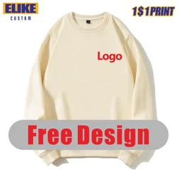 Cotton Round Neck  Sweater with fleece Custom Logo Printed Personal Group Brand Embroidery Design Men and Women thick hoodie