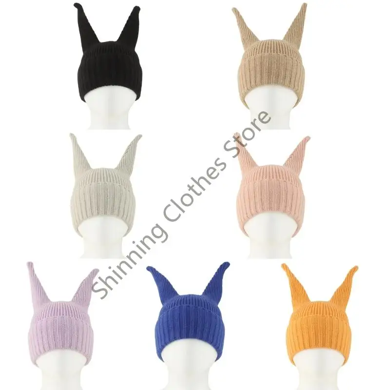 

M68A Playfulness Animal Ear Hat For Boys Girls Stretchy Knitted Fabric Winter Outdoor Indoor Use for Camping