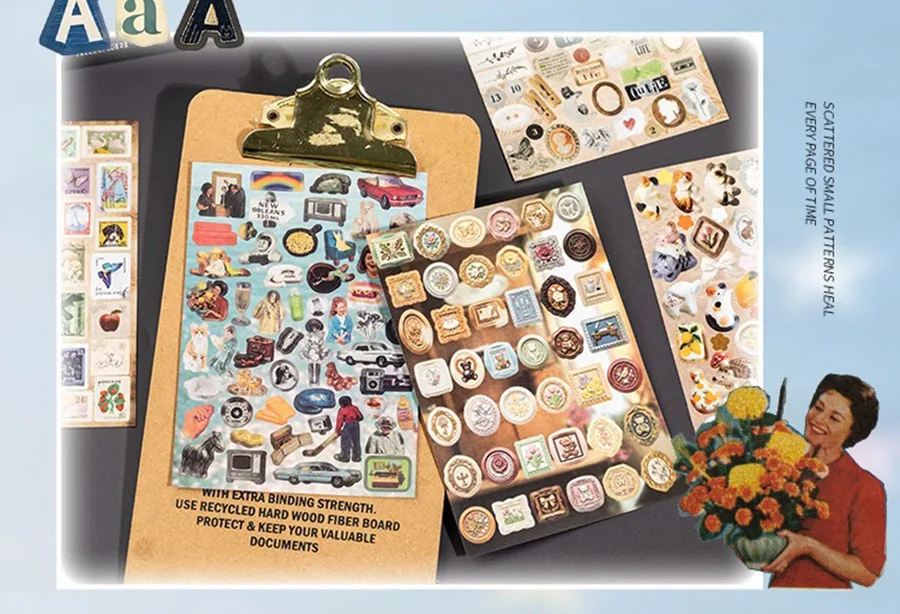 1800 Stück Aufkleberbuch, 30 Blatt, verschiedene Themen, selbstklebende Dekorationsaufkleber für Tagebuch, Scrapbook, Planer, DIY-Bastelgeschenk – Detail 5