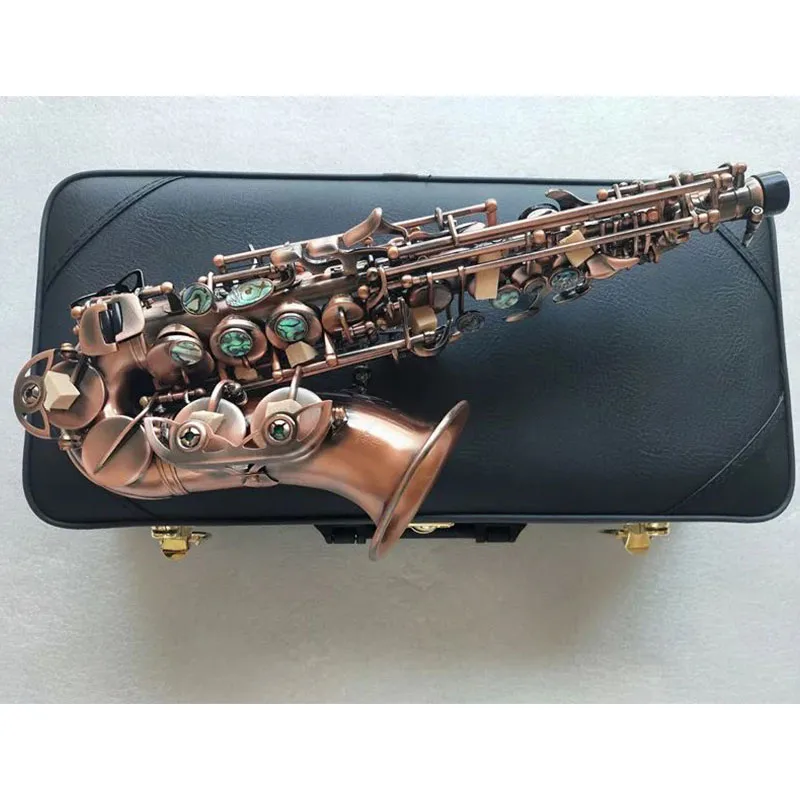 

New Brand S-992 BbTune music instrument Phosphor-plated copper High-quality Curved soprano Saxophone With Mouthpiece