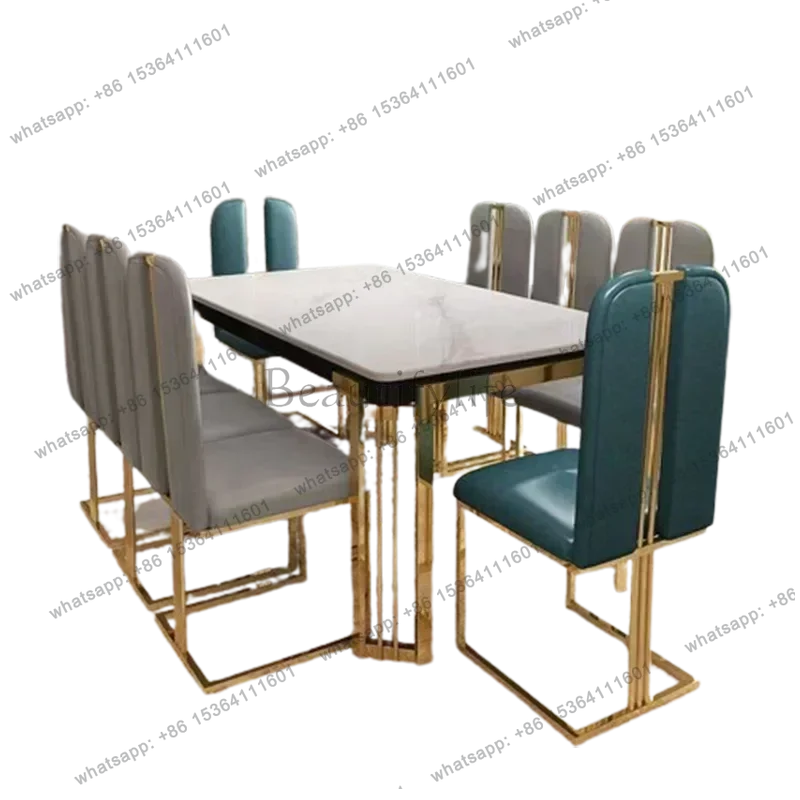 PG Metal Luxury Dining Table Kitchen Chairs Natural Nordic Design Center Dining Table Restaurant Marble Eettafel Home Furniture