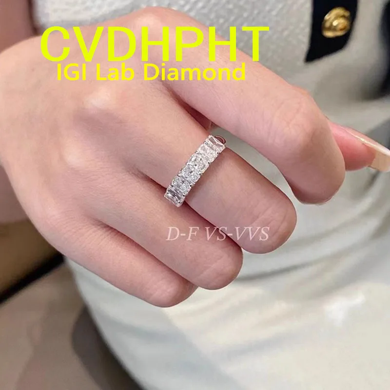 Radiant cut 10K Gold Lab grown diamonds Diamond Wedding Ring In DEF Color Ranging From 0.2 Ct to 0.5ct ﻿eternity band ring