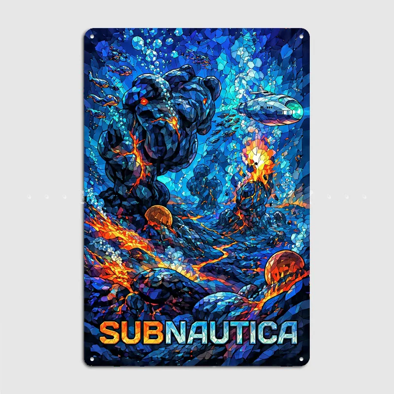 Subnautica Underwater Volcanic Scene Poster Metal Sign Bedroom Indoor Home Decor Bar Custom Posters Wall Room Decorations