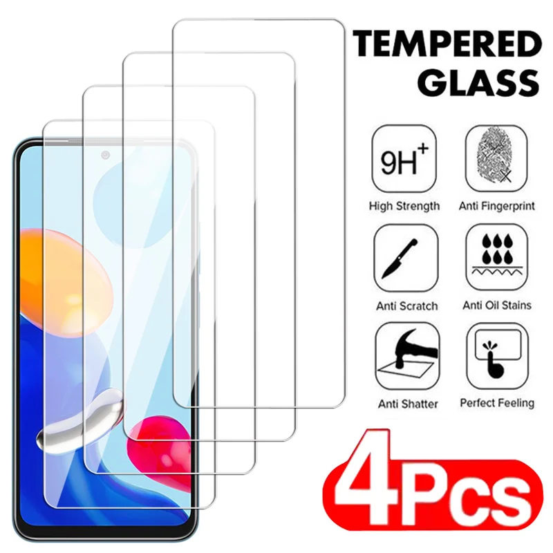 4Pcs Full Tempered Glass For Xiaomi Redmi 10 11 Prime 10A 10C Screen Protector Note 10T 10S 11T 11S 11SE 11E Pro Protective Film