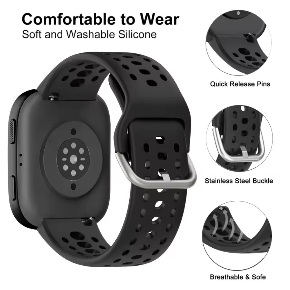 Breathable Silicone Strap for Amazfit Bip 6 Official Comfortable Band for 22mm Amazfit Balance 2/GTR 4 3 Pro/Bip 5/Cheetah Round