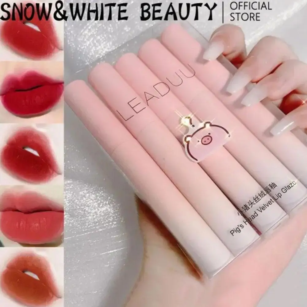 

5pcs/box New Pink Velvet Lipstick Set Matte Long Lasting Waterproof Nude Red Lip Glaze Non-stick Cup Red-brown Korean Makeup