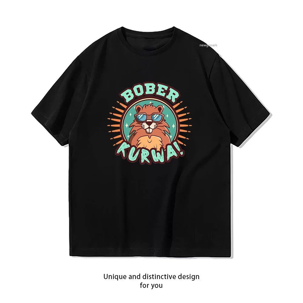 Bober Kurwa Beaver T-Shirt für Damen und Herren, Sommer, O-Ausschnitt, atmungsaktiv, Grafik-T-Shirts, lässig, Outdoor-Tops, T-Shirt für den Freund