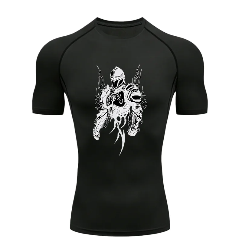 Knights Armor Design 2026 Men's Sports T-shirt Training Fitness Compression Rashgard Tops Quick Dry Short Sleeve T-Shirt
