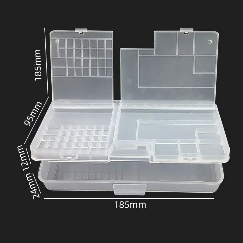 Glänzend Schwarze Doppelschichtige Elektronik-Komponenten Aufbewahrungsbox Schrauben-Zubehör Organizer Handy-Reparatur Motherboard IC Sammler