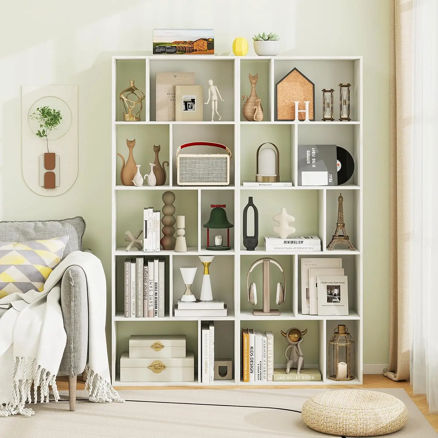 5-Tier Geometric Bookcase Set Of 2, 63