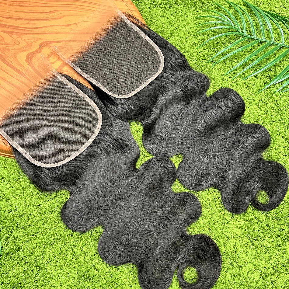 5x5 HD Transparent Lace Closure Body Wave Human Hair Preplucked Bleached Knots 1B Natural Black Color Invisible Lace Virgin Hair