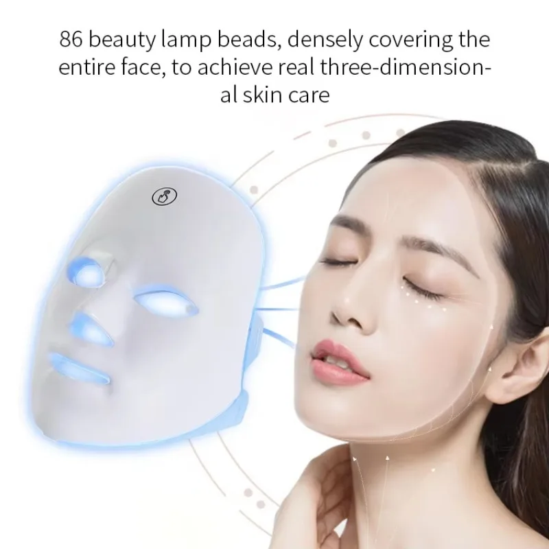 Wireless USB Rechargeable 7 Colors LED Facial Mask Portable Phototherapy Beauty Device With Custom Logo For Home Skincare
