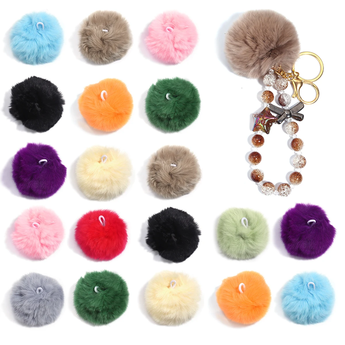 2pcs/bag Colorful Mink Fur Ball Pendant DIY Crafts for Keychain Pen Bag Earrings Jewelry Accessories Fur Pom Poms Ball Charm