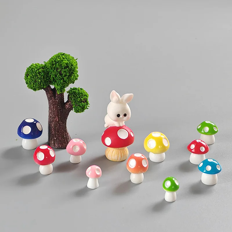 4-12 pcs Forest Landscape Figurines, House, Bear, Mushroom, Tree, Rabbit, Bee, Owl, Sheep,Terrarium, Fairy Garden Home Miniature