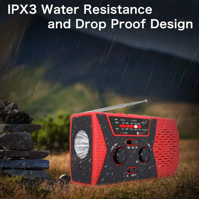 Portable Emergency Radio With Flashlight Reading Light Solar Hand-Cranked Charging Emergency Radio For Camping Equipment Hiking