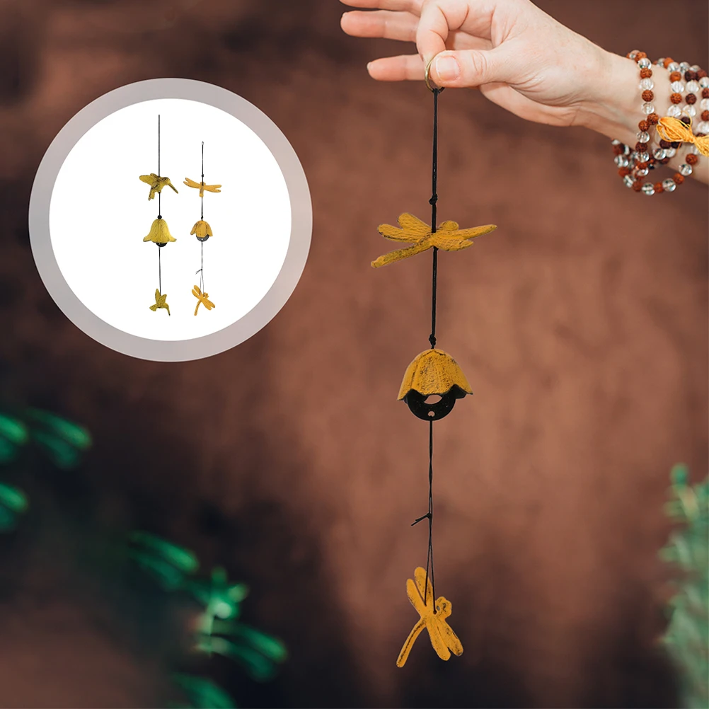 

2pcs Japanese Style Chime Iron Craft Ornament Hanging Decor For Balcony Yard Window Bells Pendant Retro Festival
