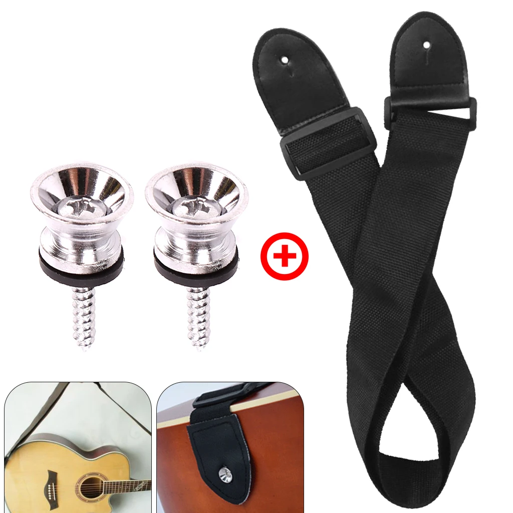 1PC Guitar Strap+2 PCS Strap Pin Leather Head Guitar Strap lock End Pin Strap SET For Classical&Electric Guitar Bass Ukulele