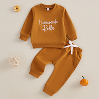 2024-07-29 Lioraitiin 0-3Y Toddler Girl Boy Thanksgiving Outfits Letter Embroidery Long Sleeve Sweatshirt with Solid Pants Set