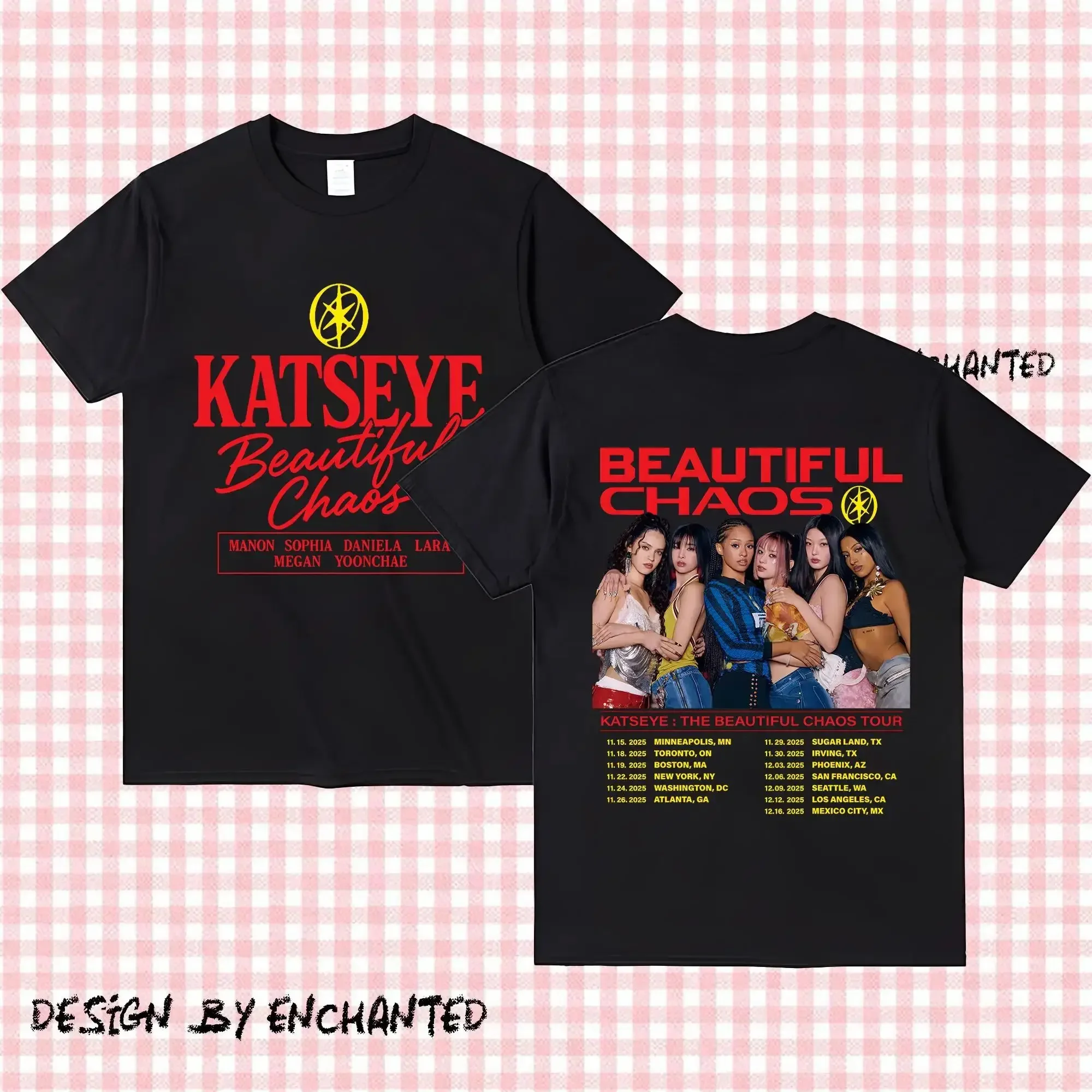 Camiseta Kpop de gran tamaño Y2k Gabriela Katseye hermoso caos Tracklist Katseye World Tour camiseta mujer Katseye ropa femenina