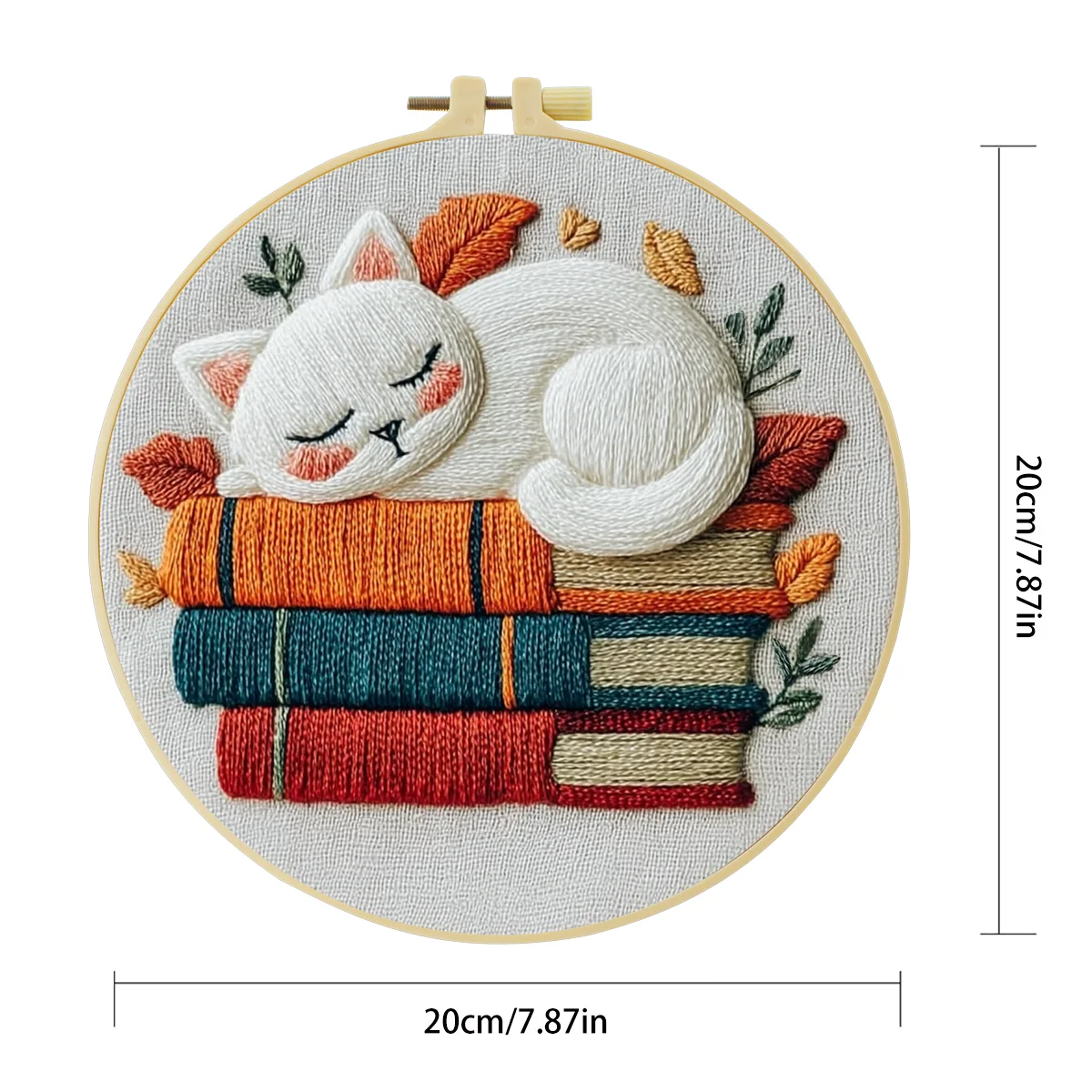 1 Stück 20X20CM/15X15CM 7,87/6,3 Zoll Katzen-Stickerei-Starter-Kit DIY-Kit DIY-Stickerei-Set Handarbeiten Nähkunst Heimdekoration – Detail 5