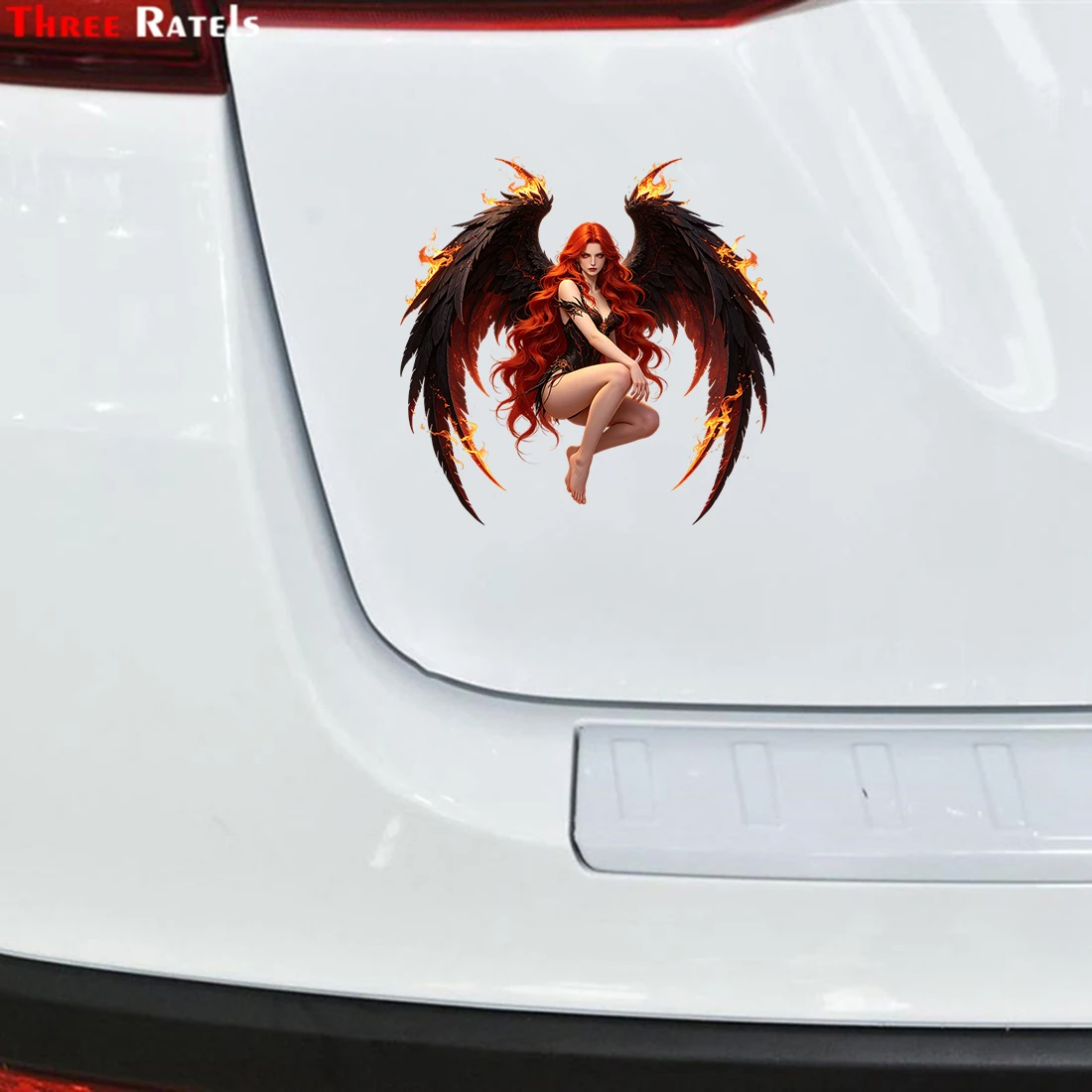 Three Ratels CAB97  red winged angel wall sticker for home decoration computer sticker Car decals waterproof