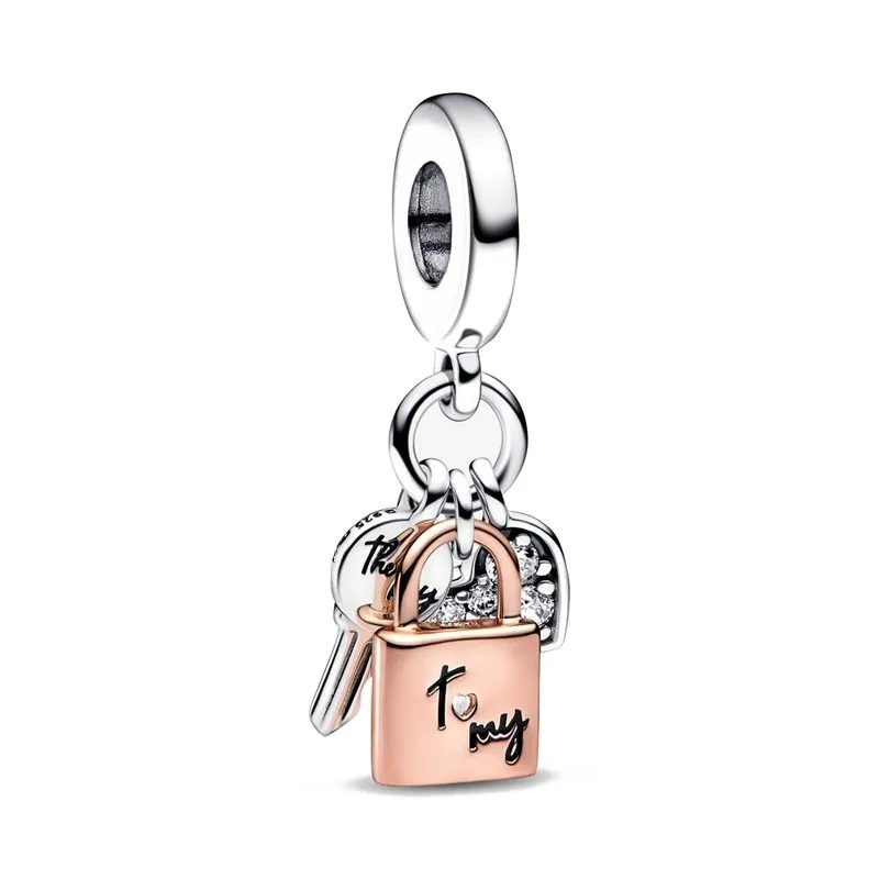 Ciondoli per san valentino 925 chiavi in argento di lucchetto ciondolo Forever Love Beads Fit bracciale Pandora originale gioielli fai da te regalo