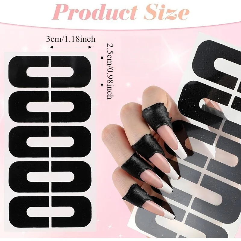 10-50 Stück Anti-Splash Nagellack-Aufkleber Abklebeband Überlaufschutz U-förmige Nagelform zum Schutz der Finger und der Haut – Detail 1