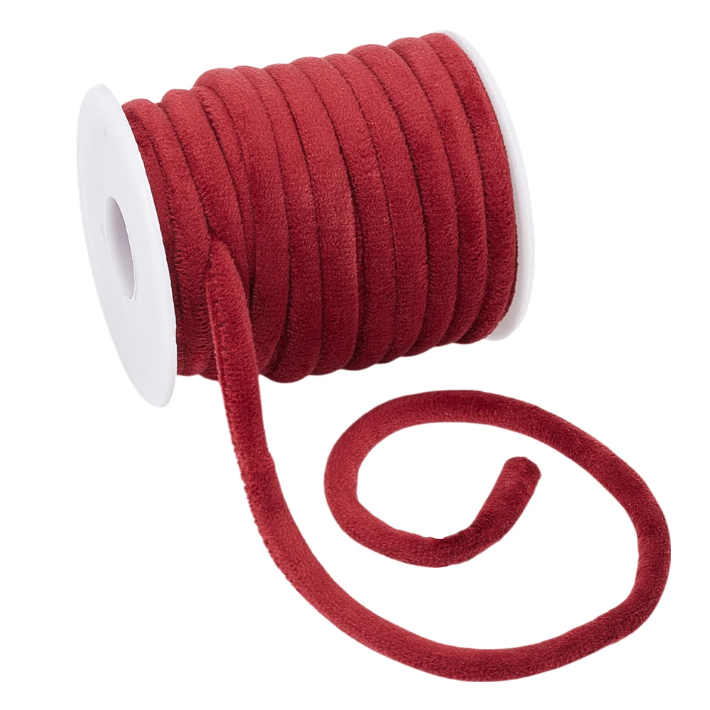 

1roll 11 Yards 8mm Cord String Soft Velvet Ribbon Velvet Round Choker Cord Velvet Craft Thread Cord Trim with for Necklace