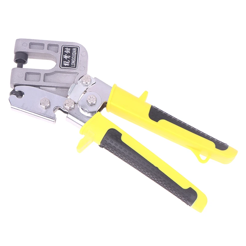 Crimpadora de perno con mango de acero, alicates de perforación de techo de doble mano, herramienta para paneles de yeso para fijar tachuelas y quilles de Metal