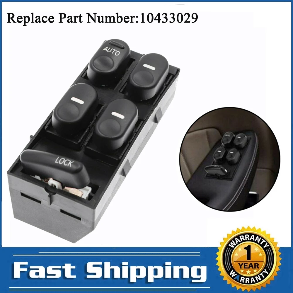 Front Driver Door Window Lifter Control Switch for Buick Century 3.1L Regal 3.8L 1997-2005 Auto Replacement Parts 10433029