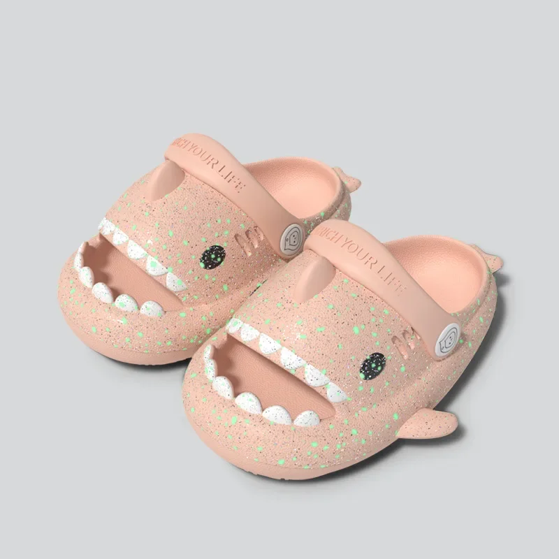 Children Luminous Slippers Shark EVA Sandal Flip Flops Soft Sole Cartoon Fluorescence Slipper Boys Girls Bathroom Non-slip Shoes