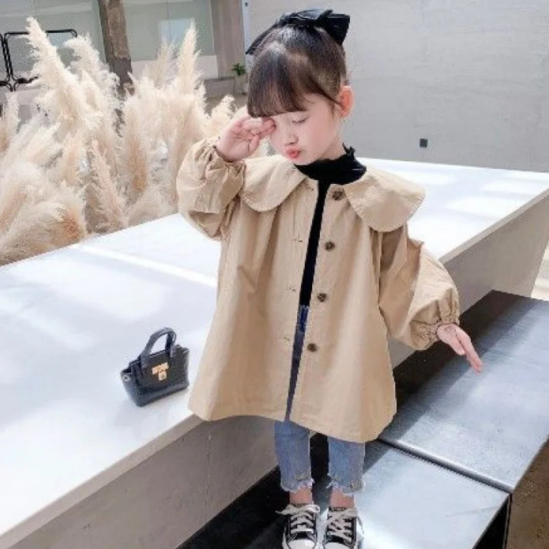 

Girls Windbreak Coat Overcoat Jacket Outerwear 2024 Red Spring Autumn Cotton School Outdoor Teenagers Children's Clothing