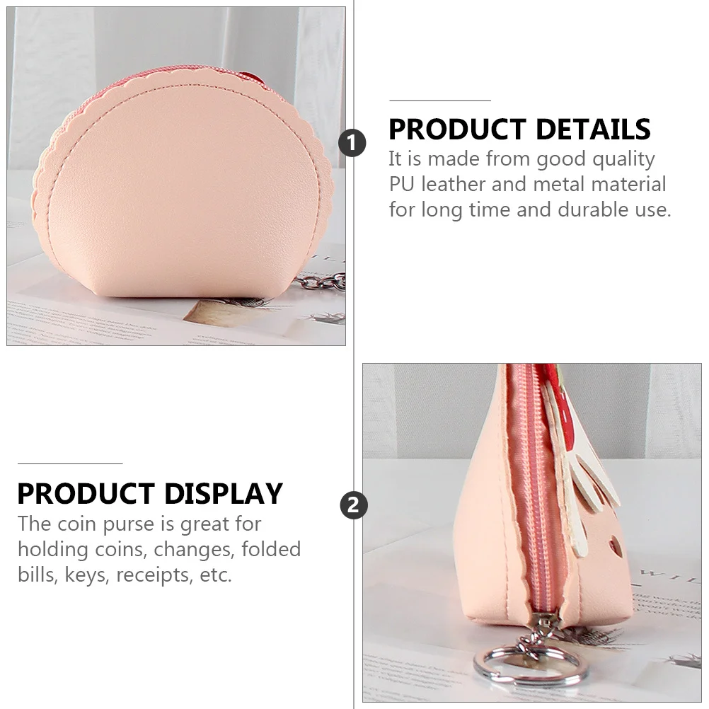 

1Pcs Mini Strawberry Coin Purse PU Zipper Keychain Bag Lightweight Change Cards Storage Pouch Wallet