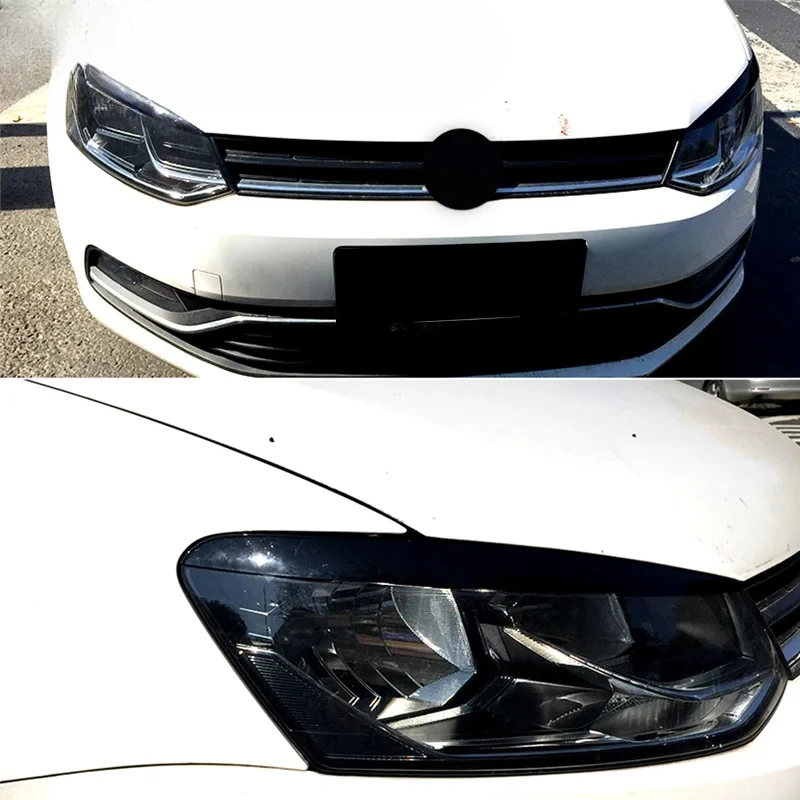 Cubierta embellecedora de párpado de ceja para faro de coche, color negro brillante, para VW Polo Mk5 6R 6C 2010 2011 2012 2013 2014 2015 2016 2017, 2 uds.