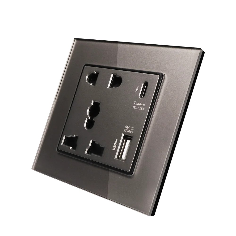 Depoguye-enchufe de pared Universal de 10 pines, adaptador para enchufe USB tipo c de 18W, carga rápida, Blanco/dorado/gris/Negro, AC110V -250V